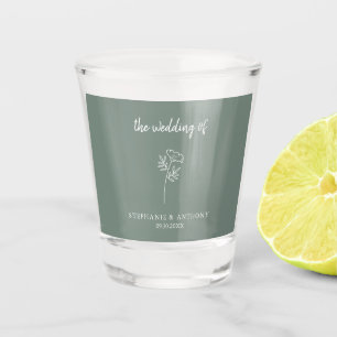 Sage Green Wildflower Wedding  Shot Glass
