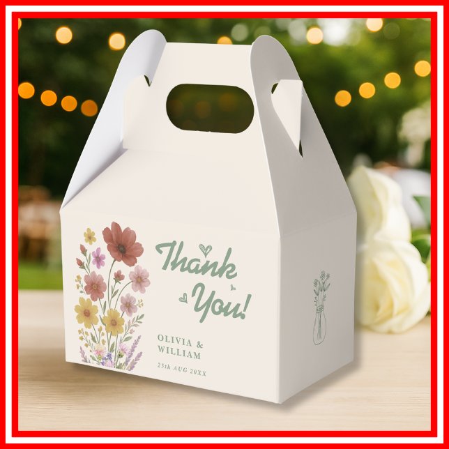 Sage Green Wildflower Wedding Thank You Favour Box (Creator Uploaded)