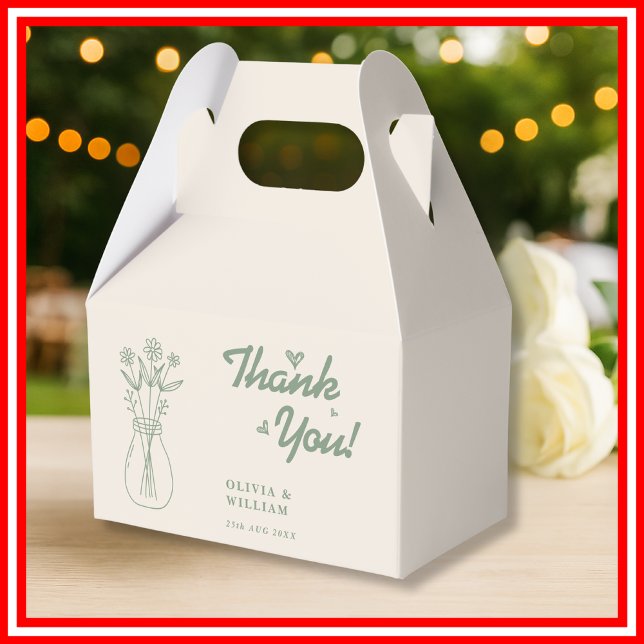 Sage Green Wildflower Wedding Thank You Favour Box (Creator Uploaded)