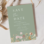 Sage Green Wildflowers Boho Save the Date<br><div class="desc">This elegant boho save the date minimalist wildflower invitation is the perfect way to announce your upcoming nuptials in a stylish and affordable way. The invitation features a simple design with a wildflower and a modern font. The invitation is customisable with your own text and details, making it the perfect...</div>