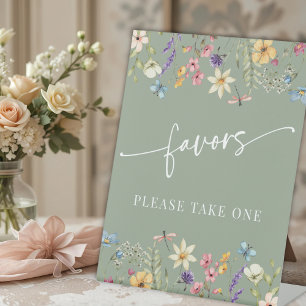Sage Green Wildflowers Bridal Shower Pedestal Sign
