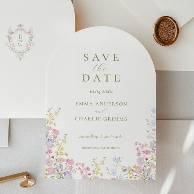 Sage Green Wildflowers Wedding Save the Date Invitation (Creator Uploaded)