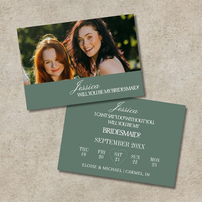 Sage Green Will You Be My Bridesmaid Proposal Card (Sage Green Will You Be My Bridesmaid Proposal Card)