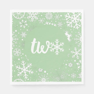 Sage Green Winter Second Birthday Snowflake  Napkin