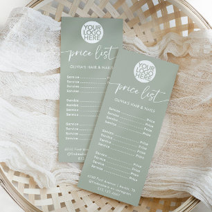 Sage Green with White Logo   Price List Services Rack Card