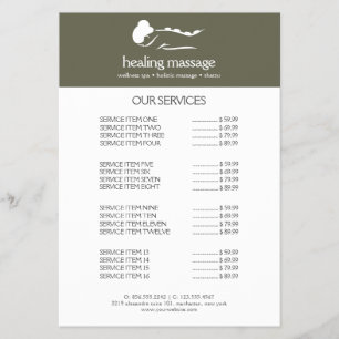 SAGE GREEN WOMAN STONE MASSAGE Wellness Day Spa Flyer