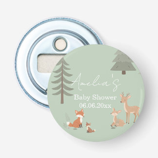 Sage Green Woodland Animal Baby Shower  Bottle Opener