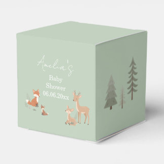 Sage Green Woodland Animal Baby Shower  Favour Box