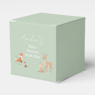 Sage Green Woodland Animal Baby Shower  Favour Box