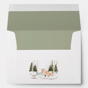 Sage Green Woodland Animals Baby Shower Envelope