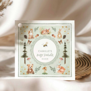 Sage Green Woodland Animals Baby Shower Favor Tags