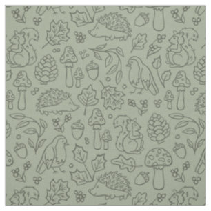 Sage Green Woodland Animals Kids Fall Forest Fabric