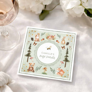 Sage Green Woodland Baby Shower Napkins