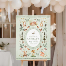 Sage Green Woodland Baby Shower Welcome Sign