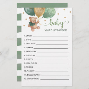 Sage Green Word Scramble Game Teddy Bear 