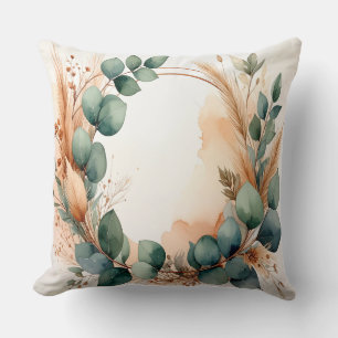 Sage Green Wreath Dried Flowers Pampas Grass Cushion