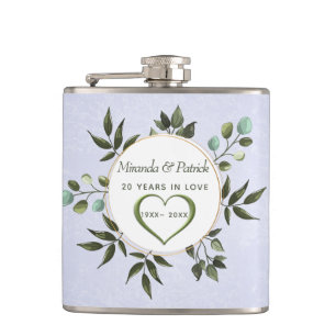 Sage Green Wreath Hip Flask