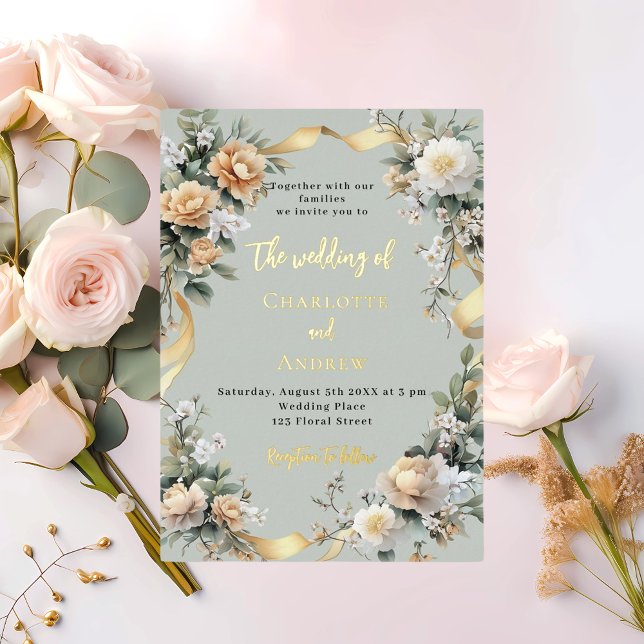 Sage green yellow florals gold wedding (Creator Uploaded)