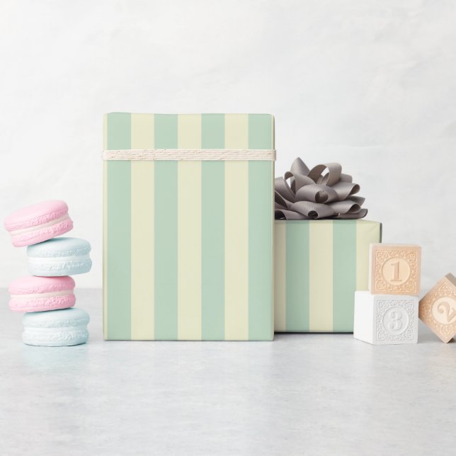 Sage Green & Yellow Stripes Wrapping Paper (Baby Shower)
