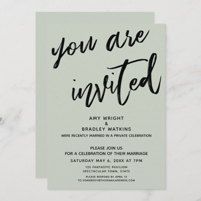 Sage Green You Are Invited Post-Wedding Reception Invitation (Front/Back)