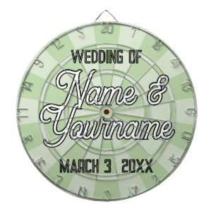 Sage Green Your Wedding Names and Date Dartboard