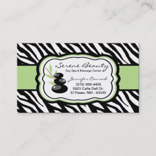 Sage Green Zebra Spa Hot Stones Business Card