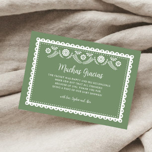 Sage GreenCielito Lindo Baby Shower Muchas Gracias Thank You Card