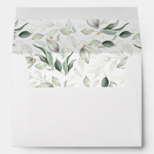 Sage Greenery and Gold Foliage Elegant Envelope