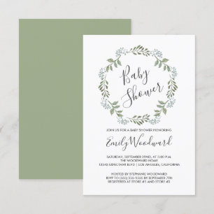 Sage Greenery Botanical Wreath Baby Shower Invitation