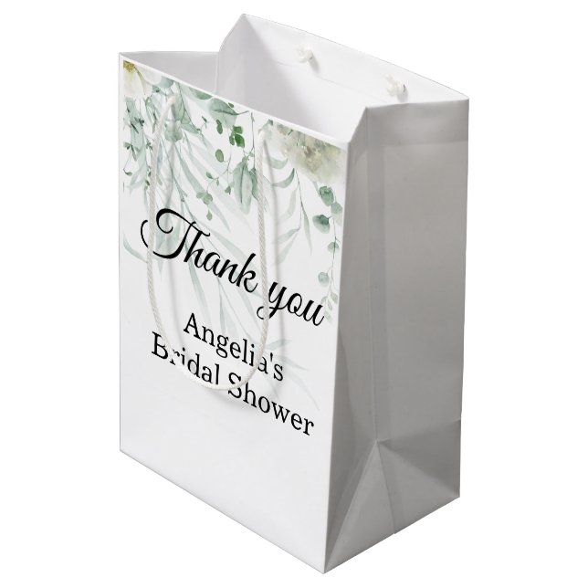 Sage Greenery Bridal Shower Medium Gift Bag (Back Angled)
