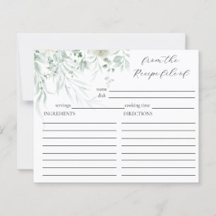 Sage Greenery Bridal Shower Recipe Card