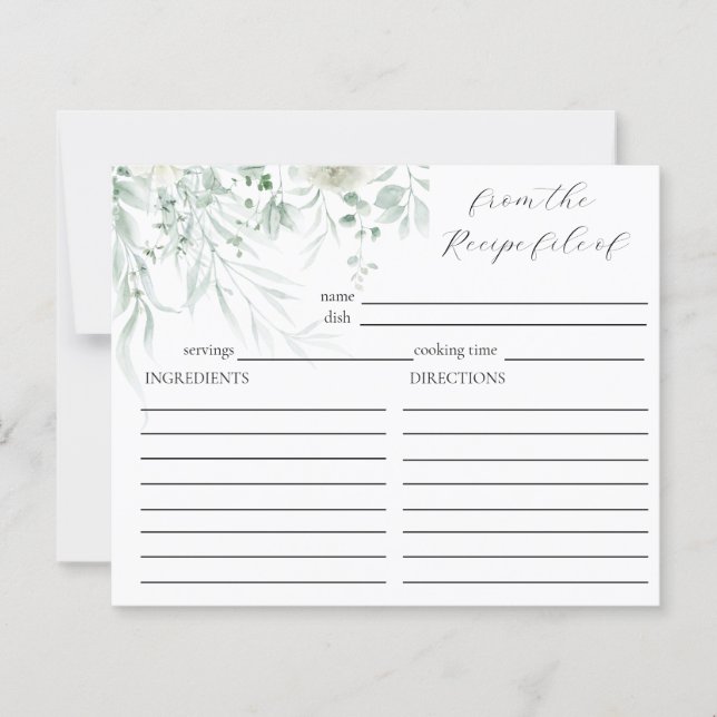 Sage Greenery Bridal Shower Recipe Card (Front)