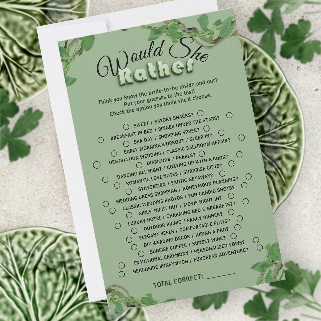 Sage Greenery Bridal Shower Would She Rather Game (Creator Uploaded)