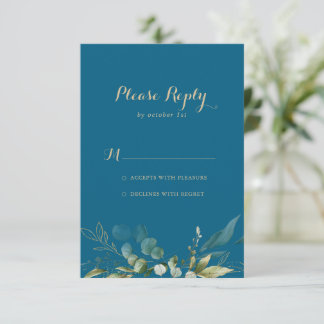 Sage Greenery Eucalyptus Gold Calligraphy RSVP Card
