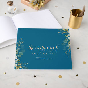 Sage Greenery Eucalyptus Gold Calligraphy Wedding Guest Book