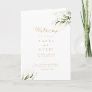 Sage Greenery Eucalyptus Gold Folded Wedding Programme