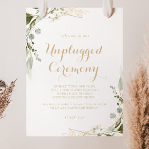 Sage Greenery Eucalyptus Gold Unplugged Ceremony Poster