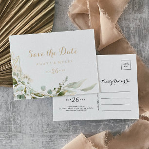 Sage Greenery Eucalyptus Horizontal Save the Date Postcard