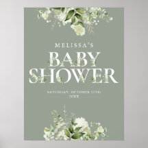 Sage Greenery Floral Baby Shower Sign
