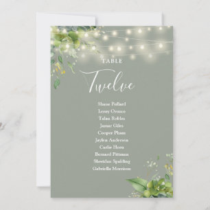 Sage Greenery Floral Seating Plan Table Number