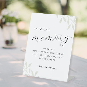 Sage Greenery In Loving Memory Wedding Table Pedestal Sign