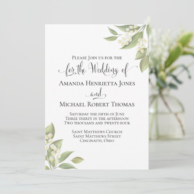 Sage Greenery Leaves Elegant Foliage Floral Invitation (Standing Front)