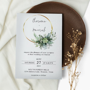 Sage Greenery Ring Wedding Invitation