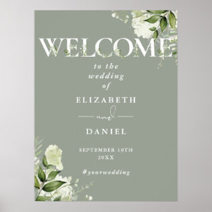 Sage Greenery Typography Wedding Welcome Sign