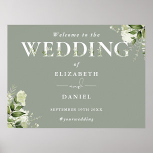 Sage Greenery Typography Wedding Welcome Sign