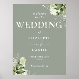 Sage Greenery Typography Wedding Welcome Sign