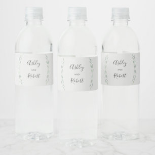 Sage Greenery Water Bottle Label, Wedding  Water Bottle Label