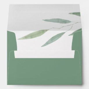 Sage Greenery Wedding Invitation, Botanical Envelope