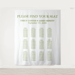 Sage Greenery Wedding Seating Chart Backdrop Tapestry
