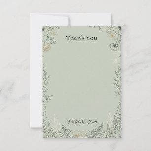 Sage Greenery Wedding Thank You Card